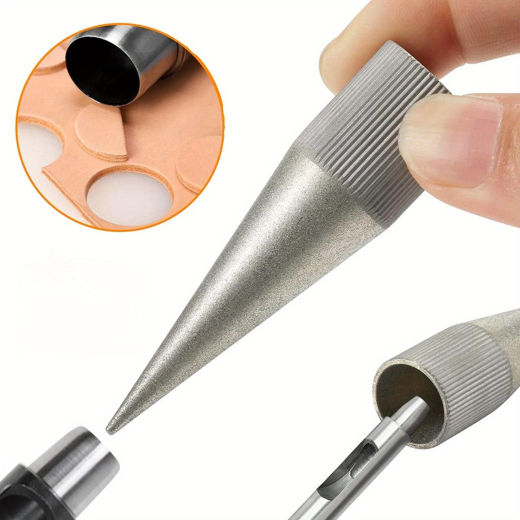 1/2pcs Emery Round Hole Punch Polisher Grinder DIY Leather Punch Edge Sharpener Tool Manual Polishing Leather Craftsman For 3-16MM Hole