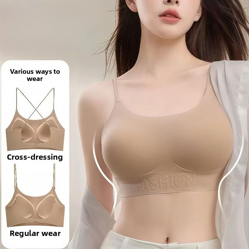 Women's Invisible Bra U-shaped Beautiful Back Gathered Backless Bra Specially Adjusted Skin Color Matching White T-shirt Worry-free Underwear
