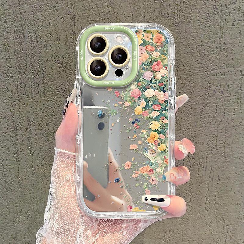 White Tulips Suitable for Apple 16 Mobile Phone Case 15 Full Cover Anti-fall 14 Mirror Cream Shell 13 High-end 12 Creative