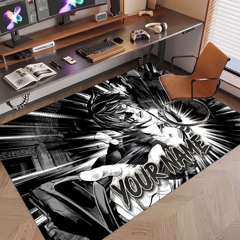 Custom Name Crystal Velvet Rug,Death Note Comfortable Anti Slip Floor Mat For Room Decoration