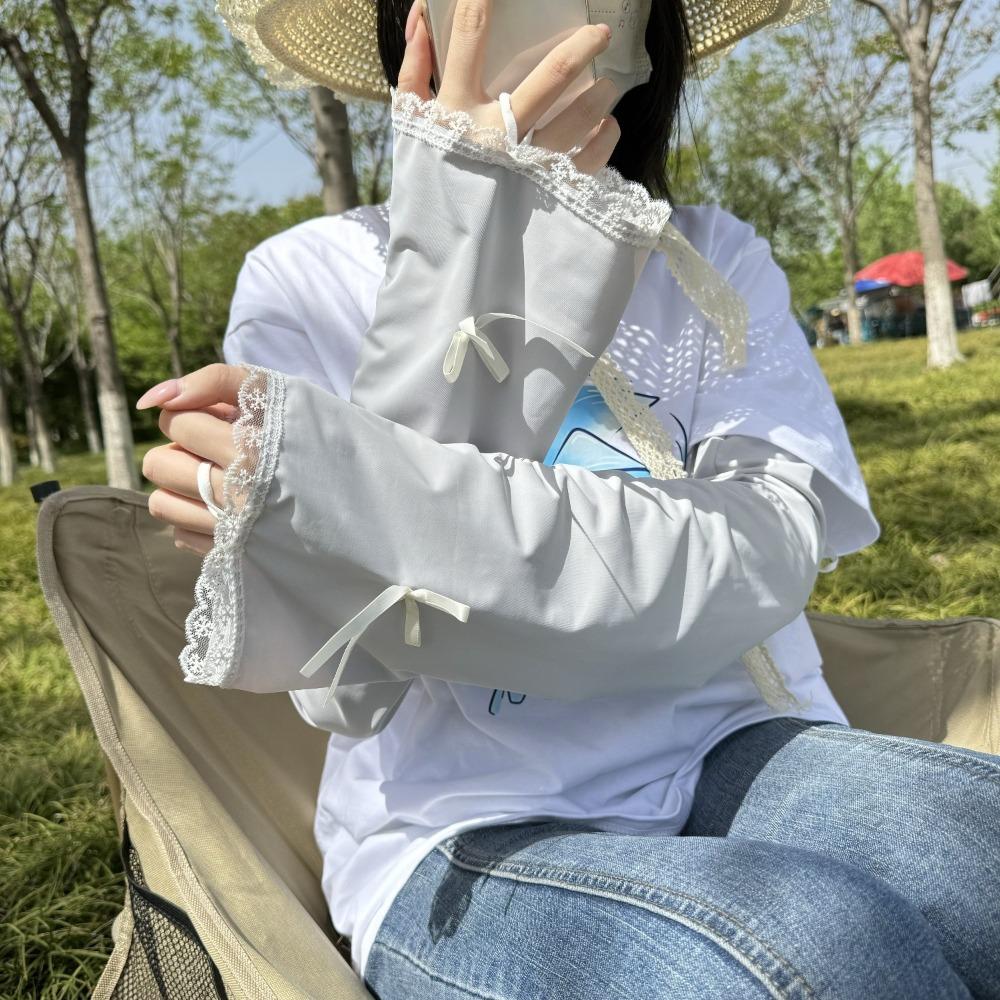 Flared Sunscreen Arm Sleeves Bow Cycling Arm Cover Breathable Ice Silk Arm Sleeves Ladies