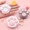 Mini Fidget Toy Lovely Portable Funny Cat Paw Push Fidget Game Keychain for Children