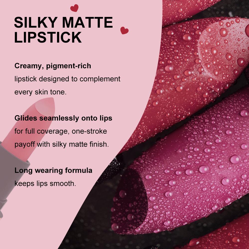 Single Pack Mirsist 6-Color Matte Lipstick: Non-Stick, Waterproof, Long-Lasting, Non-Fading, Whitening.
