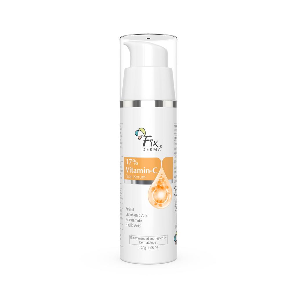 Fixderma 17% Vitamin C Face Serum for Glowing Skin | Retinol Face Serum for Skin Brightening | Anti Aging Night Face Serum with Niacinamide for Wom