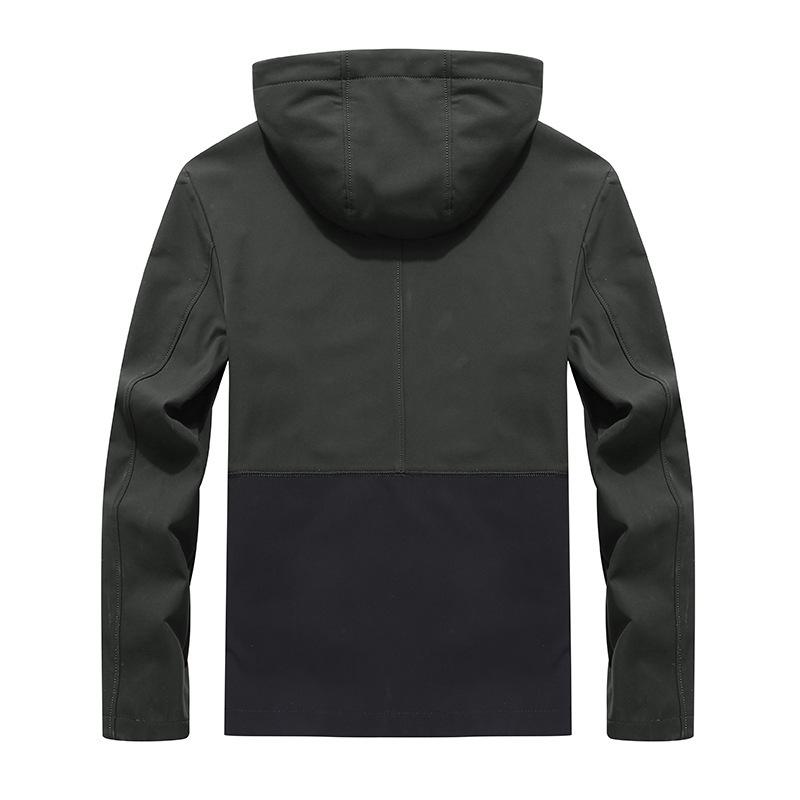 Men's Autumn New Outdoor Casual Hooded Windproof Jacket Top Men's Soft Shell Charge Jacket