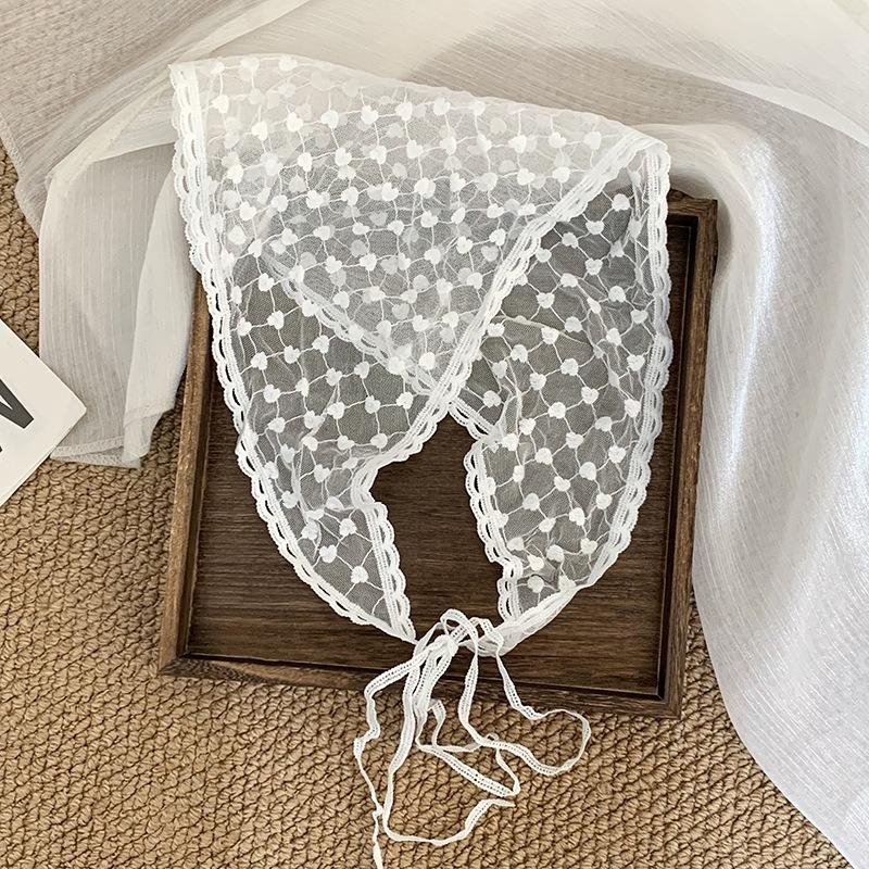 Lace Silk Scarf Headscarf Headband Pastoral Spring New Multi-functional Triangle Scarf Waist Seal