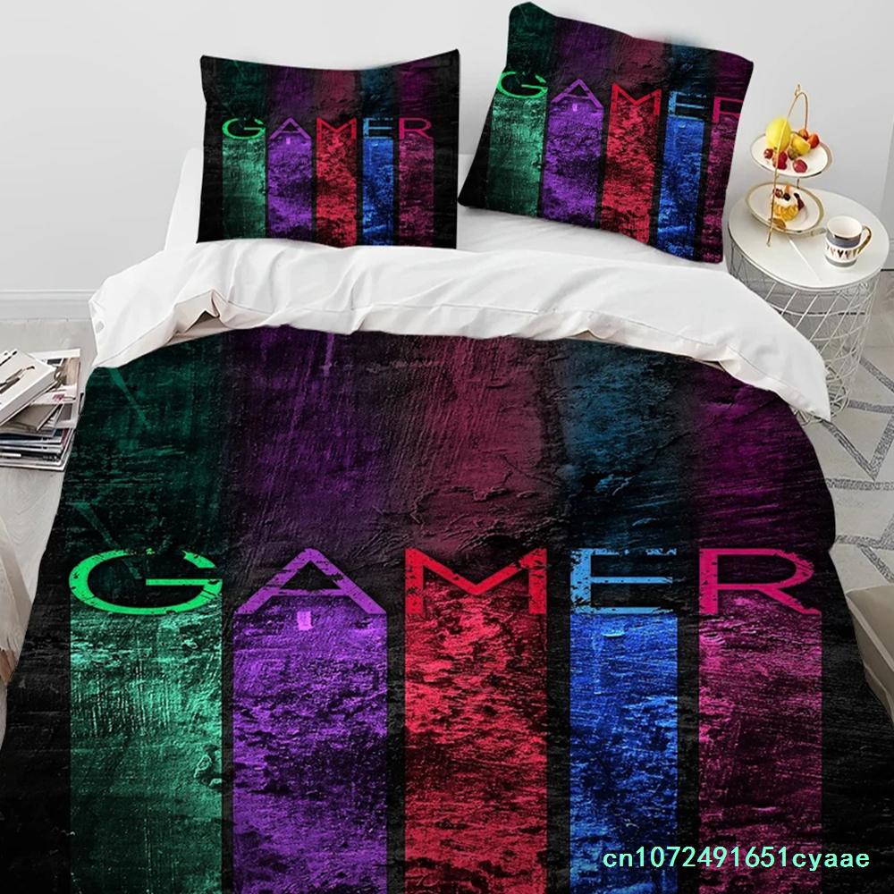 Cartoon Gamer Game Controller Comforter Bedding Set,Duvet Cover Bed Set Quilt Cover Pillowcase,King Queen Size Bedding Set Boys