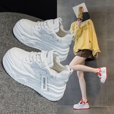 5686 Casual Shoes Women's Spring New Thick-soled Cowhide Little White Shoes Lace-up Versatile Classic Sports Board Shoes