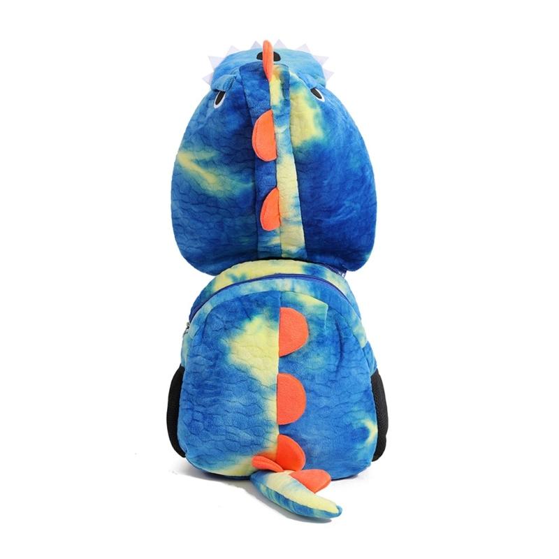 Children's Plush Backpack with Removable Hood Fun Dinosaur Theme Children's Toy School Bag for Preschool or Short Trip