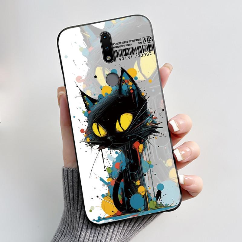 Cute Case For Nokia 4.2/Nokia 3/Nokia 3.1/Nokia3.2 Funda Capa Printing Shell Protective Cover Soft Silicone Cartoon Black Casing