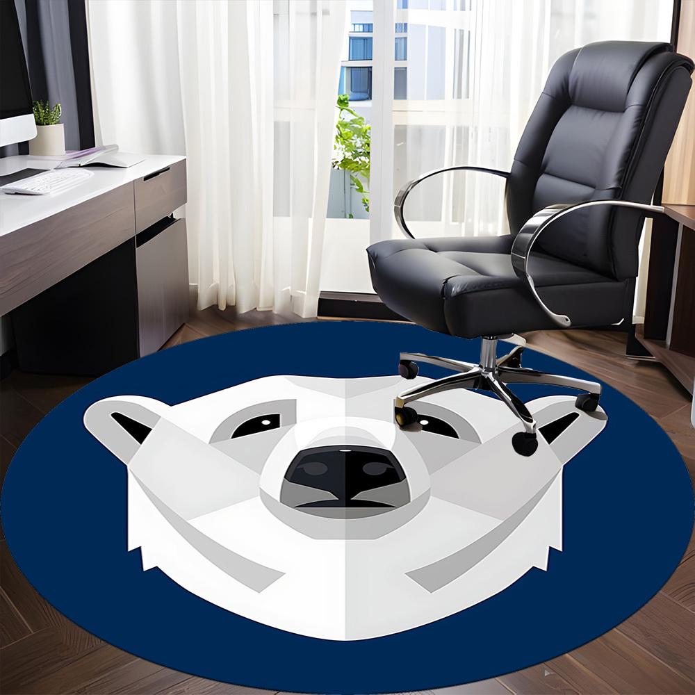1pc Polar Bear Logo Office Round Area Rug, Under Office Chairs Bedroom Living Room Home Decor, Room Deco