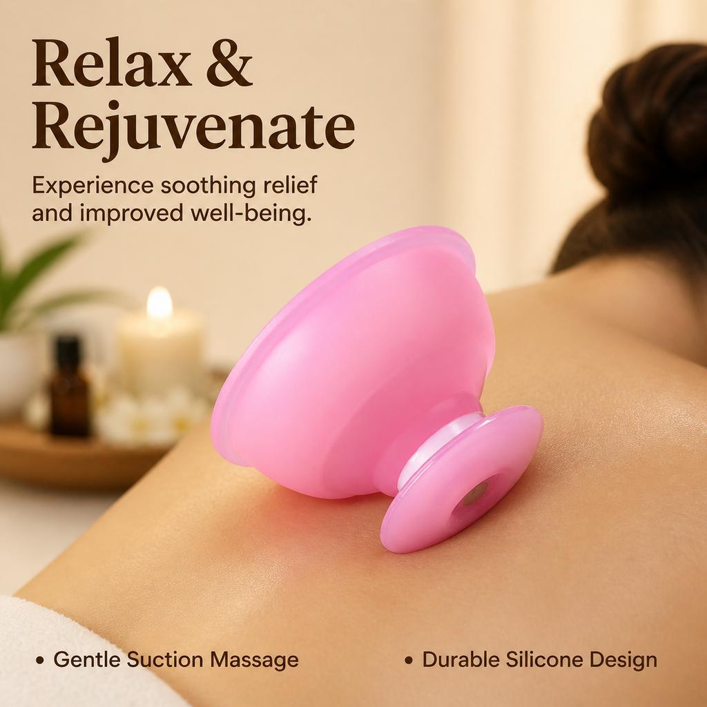 6xSilicone Cupping Set, Cellulite Massage Tool for Smoother Skin, 6.5cm Rose Vacuum Device