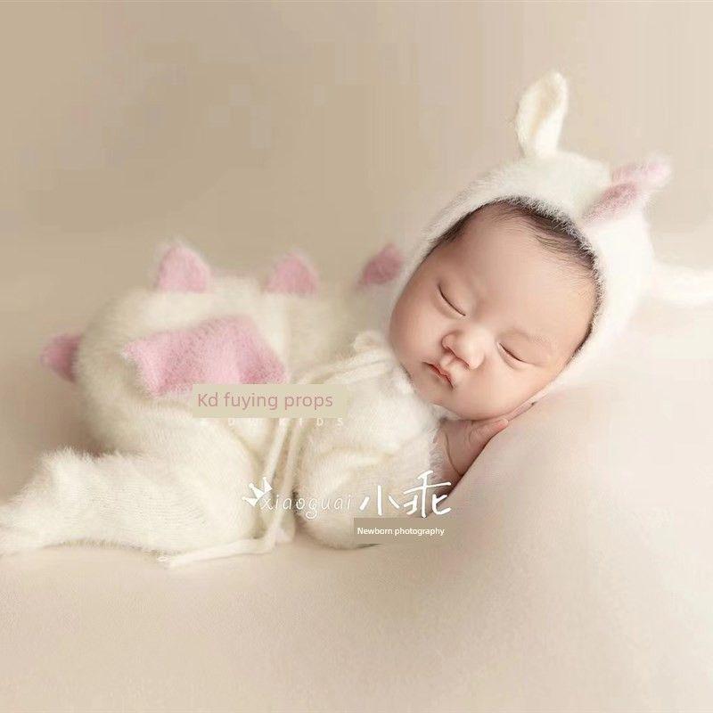 Newborn Full-Month Baby Infant Little Milk Dragon Photography Clothing One-Piece Romper Photo Studio Props