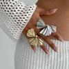 Design Sense Irregular Metal Fan Ring Personality Exaggerated Three-Dimensional Ginkgo Biloba Ring Joint Ring