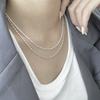 New S925 Sterling Silver Double Layer Choker Rice Ball Chain Type Necklace Simple Women's Wedding Gift Boutique Fine Accessory