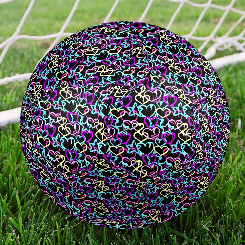1pc Neon Hearts Stars Size 5 Soccer Ball Professional Match Training Football Indoor &Outdoor Sports Ball Lightweight Durable m6539