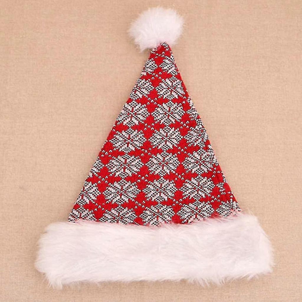 Knitted Santa Hat Creative Fashion Pom Pom Snowflake Decorative Santa Hat Christmas Worm Hat Party Supplies Photo Props For Adults Holiday Red Whit