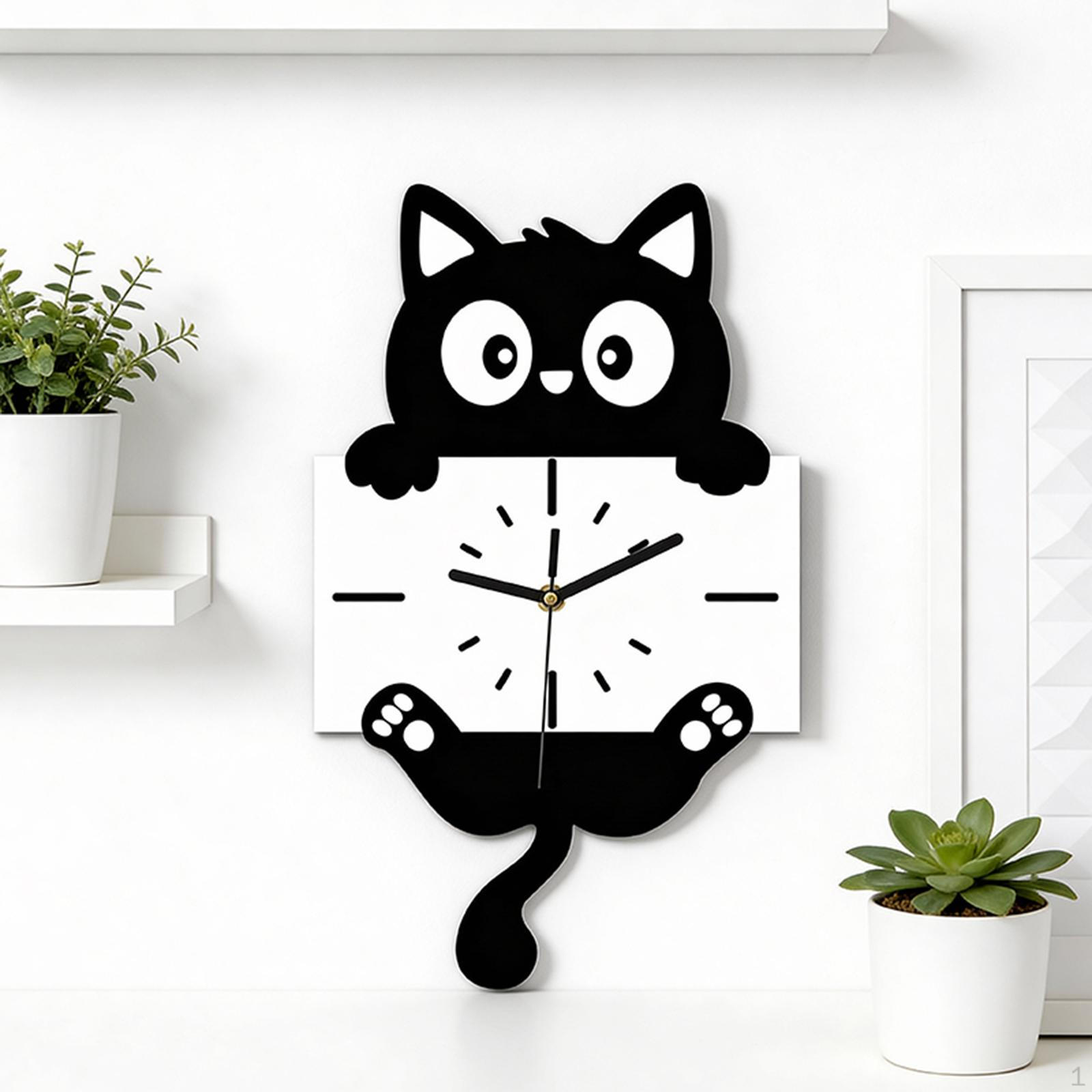 

Настенные часы, подвесное украшение, бесшумные, акриль, животное с качающимся хвостом, декоративные для спальни