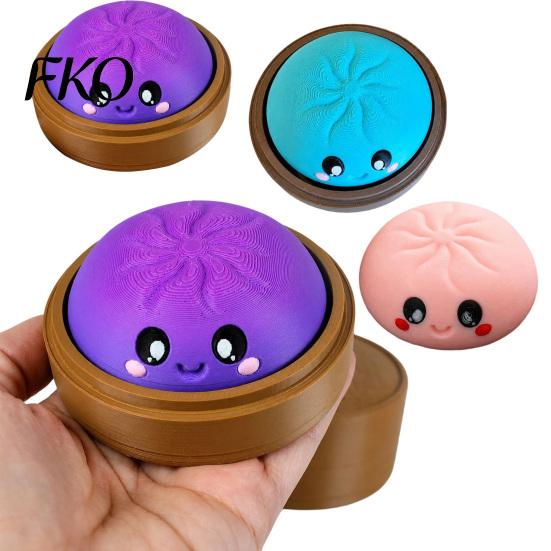 Knödel-Dekompressionsspielzeug Cartoon-Klicker mit Dampfgarer, 3D-gedrucktes lächelndes gedämpftes sensorisches Brötchen-Spielzeug, Form Finger für Stress