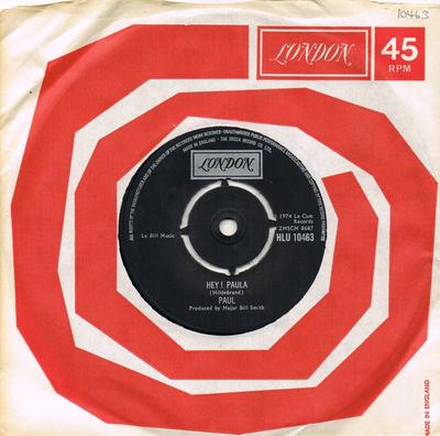 7inch Record PAUL - Hey! Paula HLU10463 London Records 1974 UK Pop Used