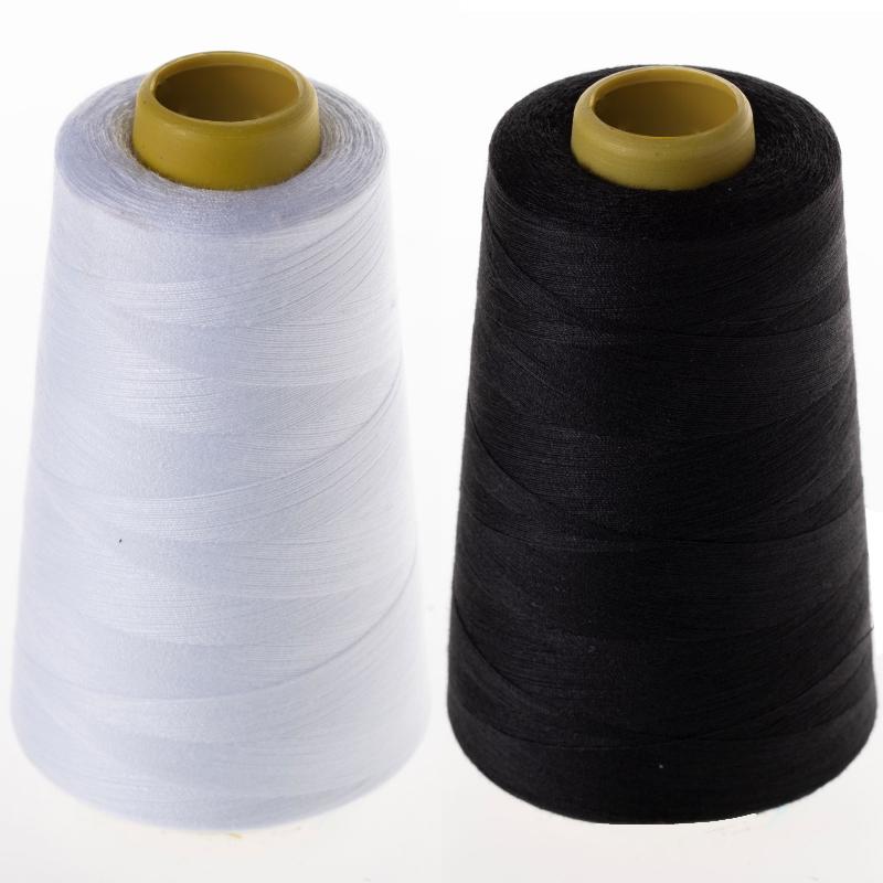 Large Spool Sewing Machine Thread - 8000 Yards, White & Black, 402 Pagoda, Fine for Clothes & Overlock Sewing