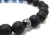 Beaded Silver Nugget Black Rhodium Bracelet Blue Brand Stone Beads [Tateossian] (Frosted Aventurine) Men's