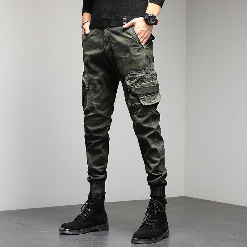 

Men s Trendy Camouflage Multi-Pocket Stretch Overalls 9393 31 сірий колір