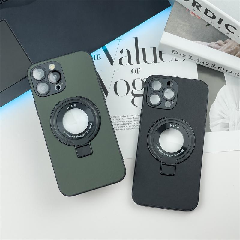 Custodia con supporto per anello in pelle per iPhone 14 Pro Max per iPhone 11 12 13 Pro 14Plus Staffa antiurto Shell Ricarica wireless