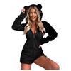 Women Long Sleeve Hooded Jumpsuit Pajamas Casual Winter Warm Rompe Sleepwear