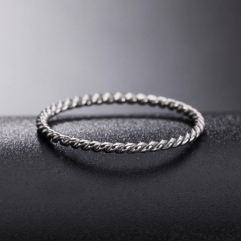 1.5MM Knuckle Rope Twist Ring Stainless Steel Wedding Band for Women Girls Stacking Charm  Accessories Gift Wholesale