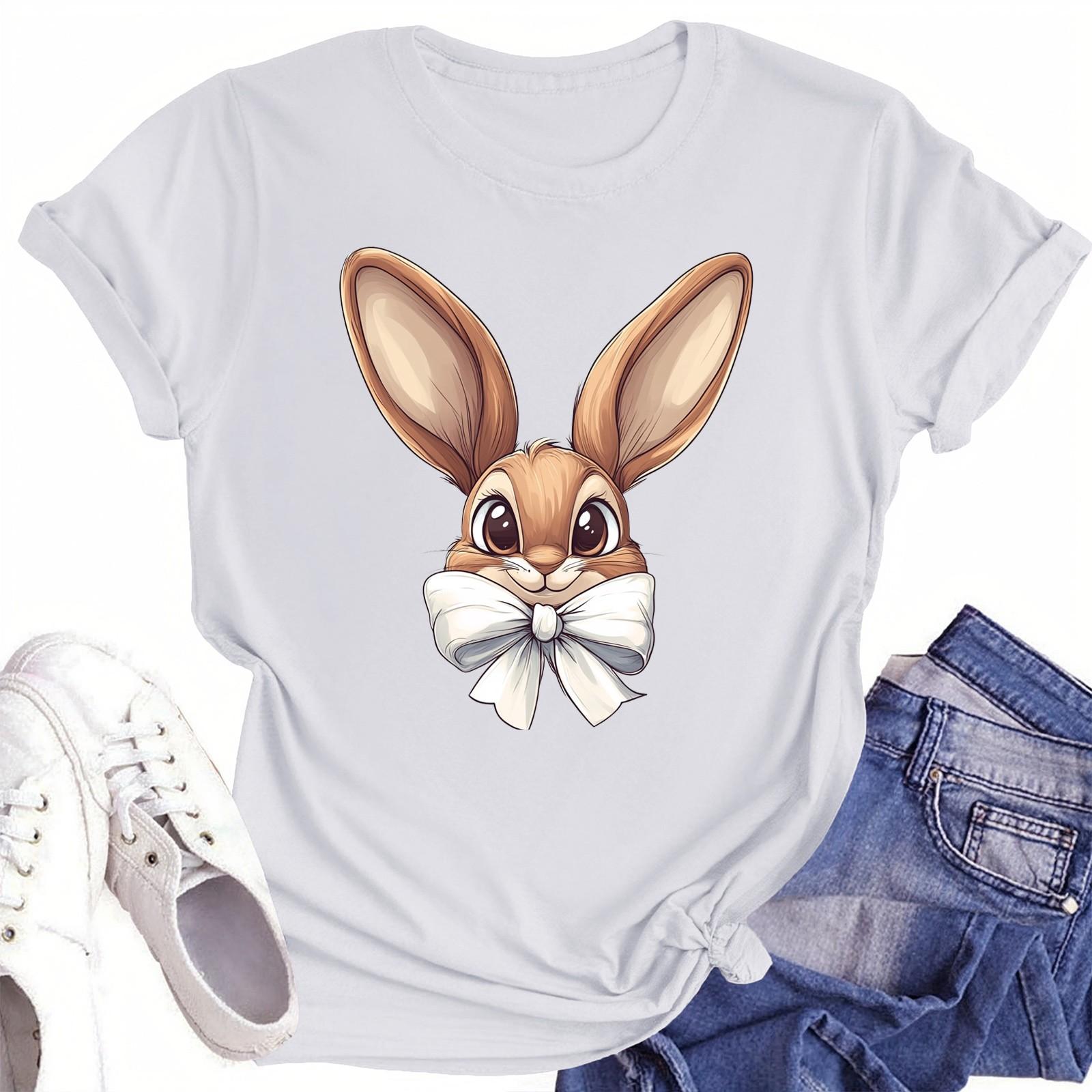 

Женская повседневная футболка с круглым вырезом и короткими рукавами с принтом XL белый