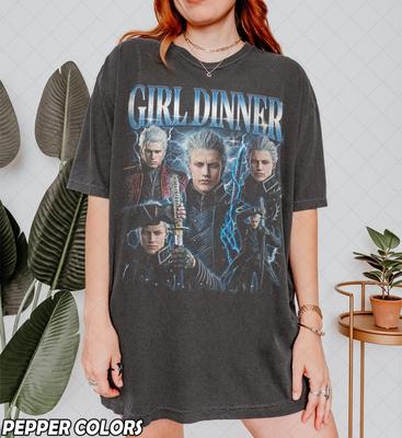 T-shirt Vintage Fille Dîner Devil May Cry Années 90, Cadeau Rétro Style Années 90 Joueur, T-shirt Graphique Fan DMC 5 Merch Confortable