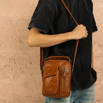 Single-shoulder Bag, Genuine Leather Men's Bag, Crossbody Bag, Retro Top Layer Cowhide Bag, Commuting and Casual Men's Bag