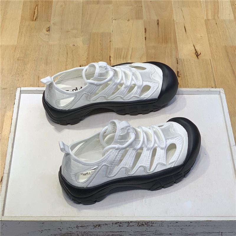 

Модные летние женские сандалии сетчатые повседневные туфли белые на толстой подошве на шнуровке сандалии с открытым носком пляжная обувь для женщин новая обувь для женщин 35 чёрный