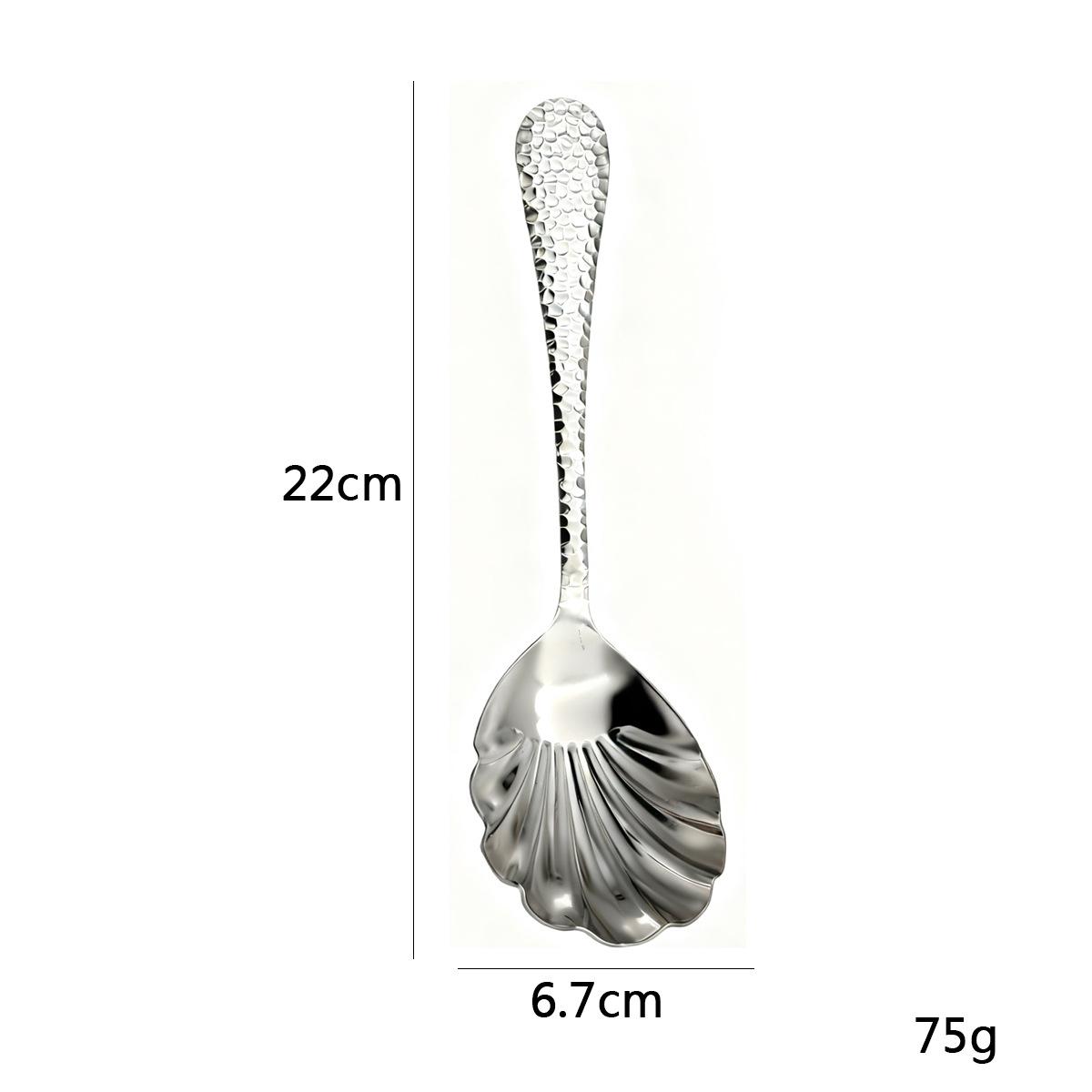 Premium Stainless Steel Hammered Shell Spoon for Household Use серебряный