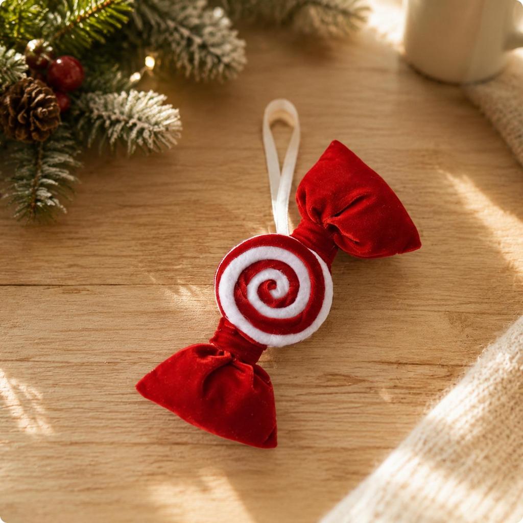 CandyShaped Christmas Ornament Festive Velvet Candy Easy to Hang Ornaments for Party