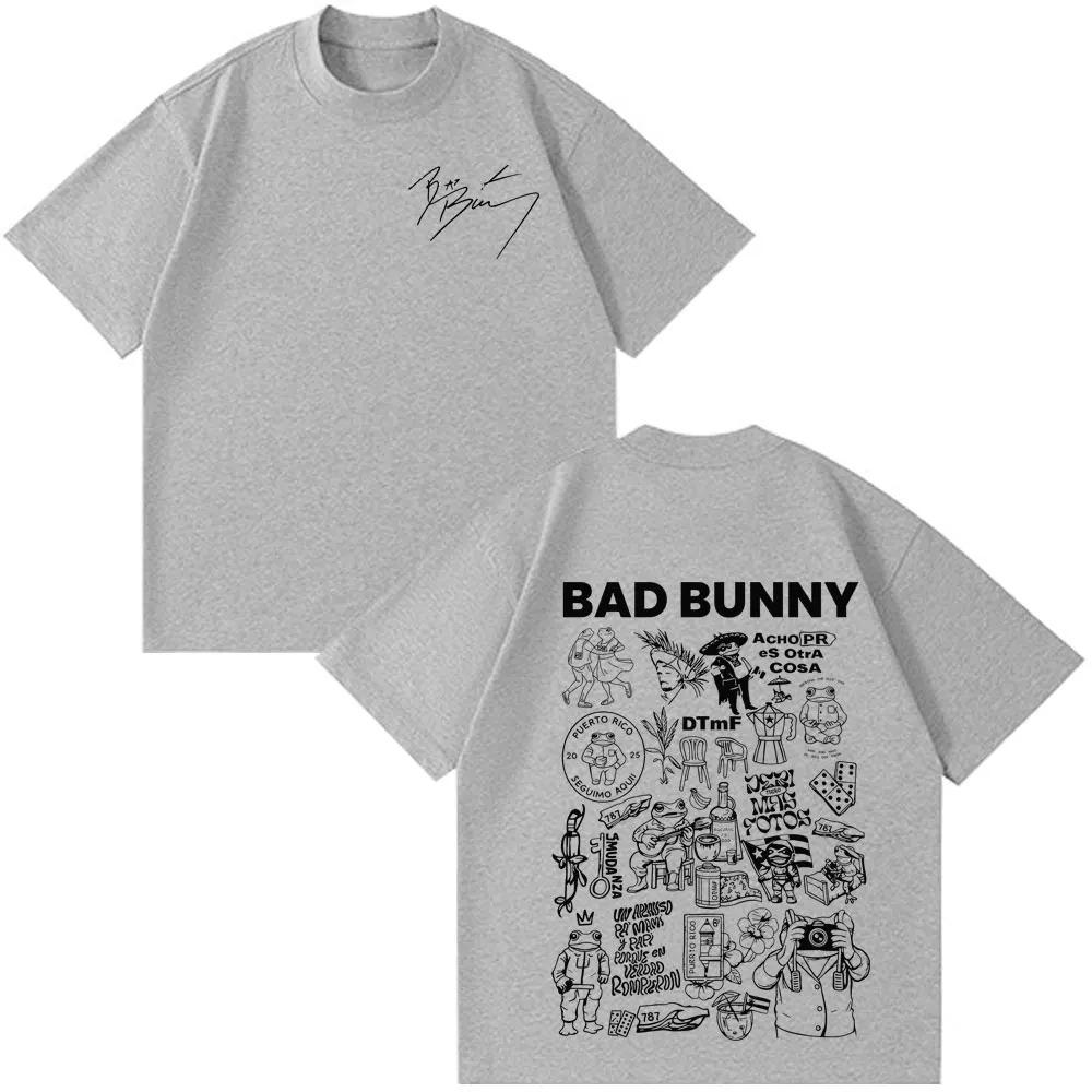 Unisex Women Fashion T Shirts Rapper Bad Bunny Tour 2026 Debi Tirar Mas Fotos DTMF Merch T-shirt Cotton Casual Vintage T-shirts