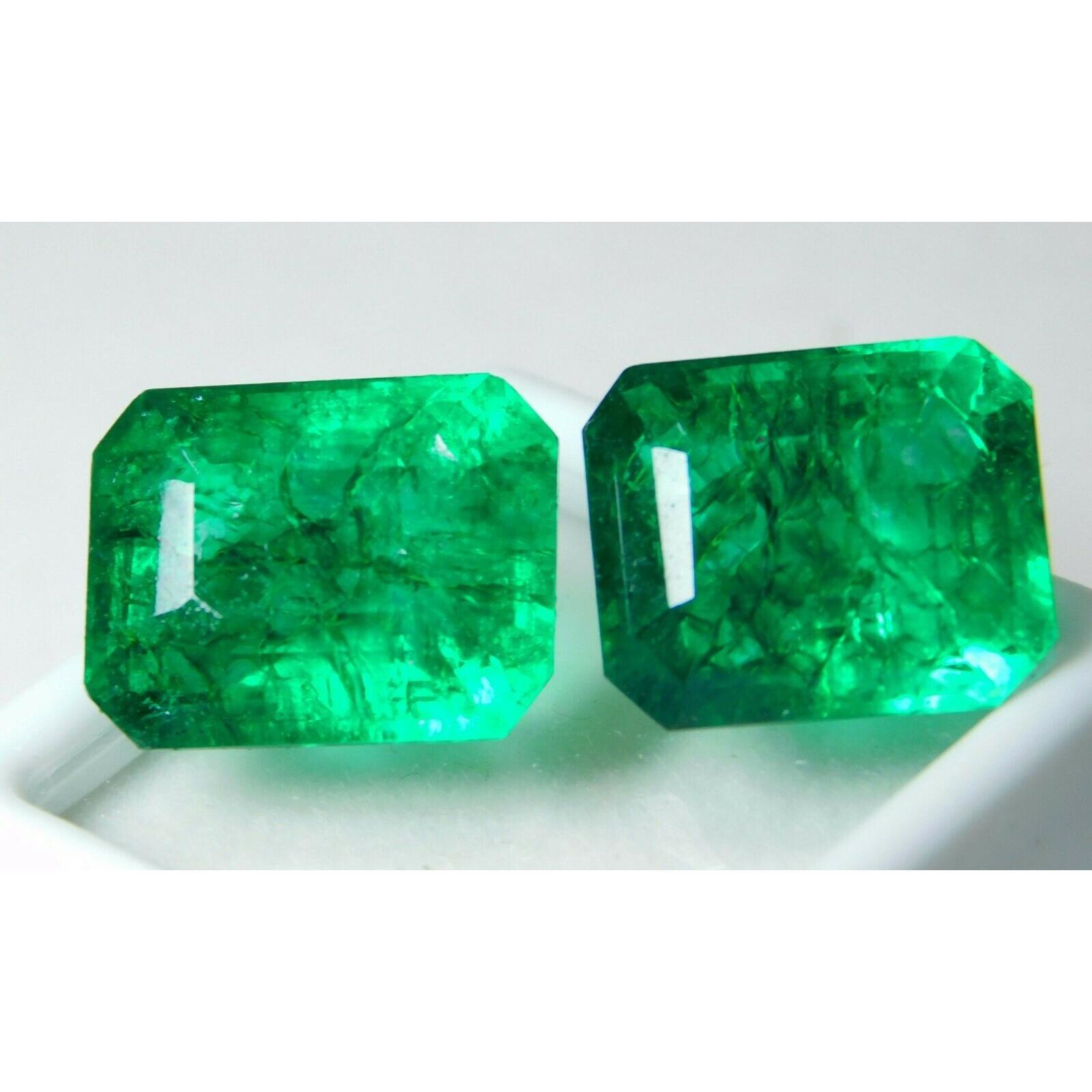 

14.55 Ct CERTIFIED Loose Gemstone Natural Emerald Green Colombia Emerald Cut MQ-1677 003 12.73 to 12.90 mm each approx зелений