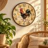 Decorative Wall Clock with Cockerel Illustration Accurate Time for Kitchen