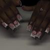 Pink 3D Flower Nail Art: Medium-Short Square White French Tips