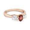 Three Stone Natural Garnet 925 Sterling Silver Rose Gold Vermeil Engagement Ring