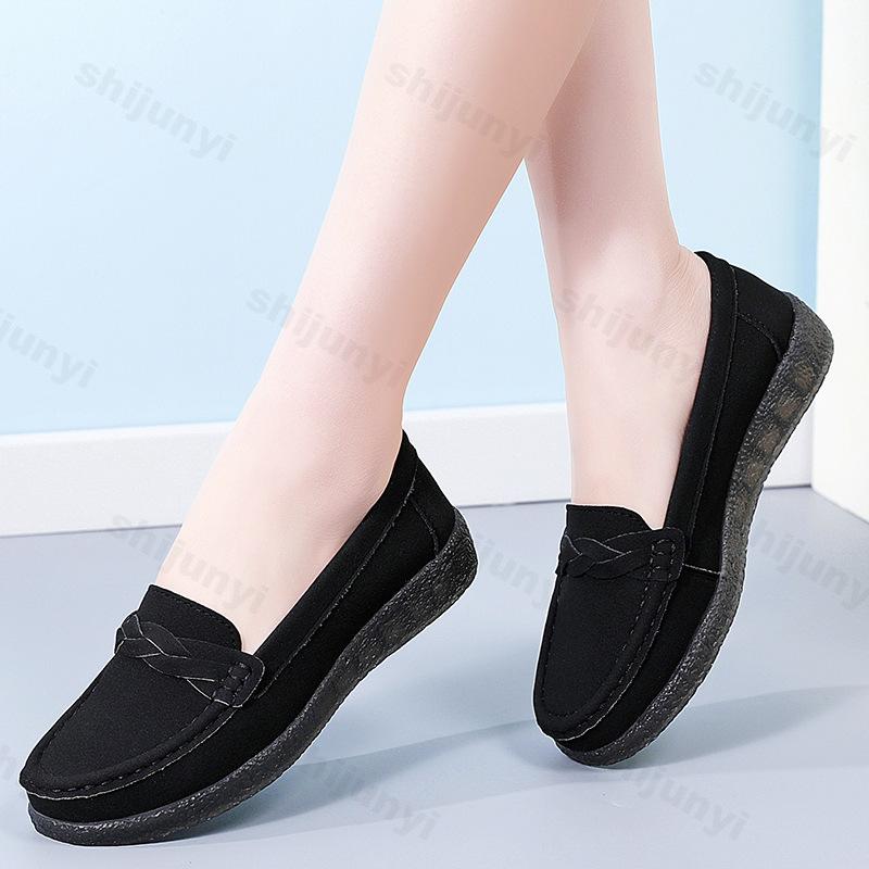 Fashion Women Casual Shoes Spring Fashion Brand Designer Loafers Faux Suede New Platform Soft Sole Non-slip Flat Shoes Zapatos Mujer