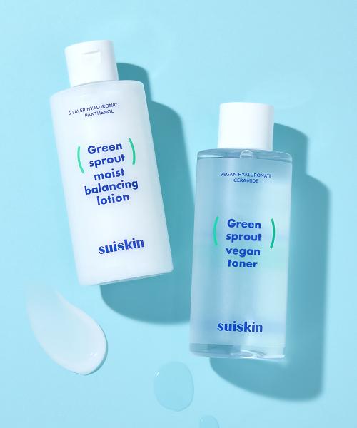 Suiskin Young Sprout Clean Toner 200ml + Lotion 210ml Set (Bonus Collagen Ampoule 10ml)