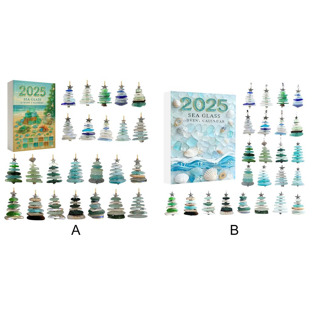 Weihnachtsbaum aus Treibglas Weihnachts-Countdown-Kalender 24 Tage voller Überraschungen zum Thema Ozean für die Weihnachtsdekoration