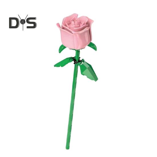 1 Set Building Block Rose Branch DIY Handmade Colorful Flower Block Assembly Toy Plastic Floral Plants Decoration Kids Adults Girls Gift