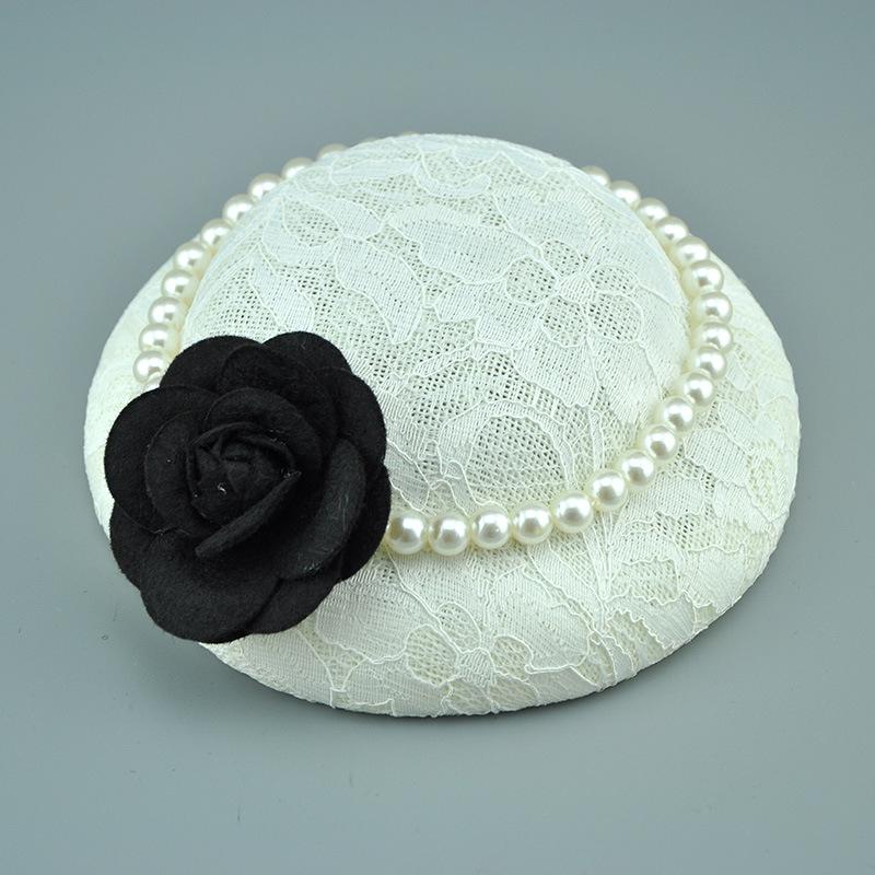 French Simple Pearl Top Hat British Celebrity Elegant Cheongsam Dinner Dress Night Shanghai Girls Catwalk Headdress