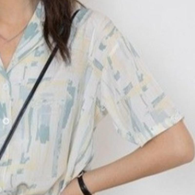 Printed Style Women's Shirt Summer Loose Thin Turndown Collar Button Up Ladies Shirts Fashionable Famale Minimalist Style Casual Top