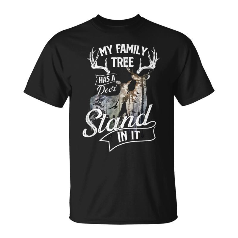 My Family Tree Has Deer Stand In It Wildlife Deer Hunter T-Shirt