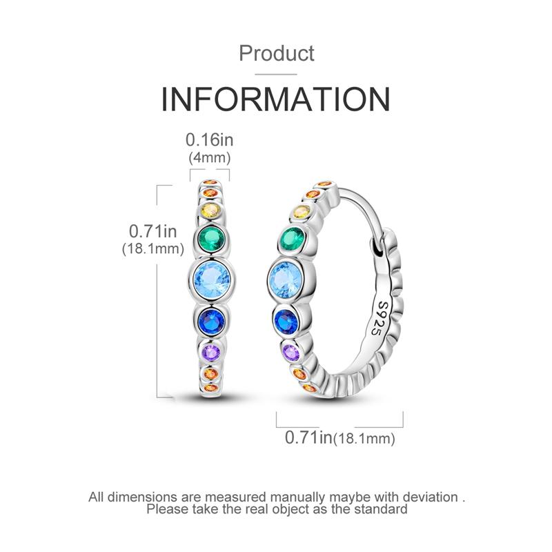 2024 Earrings For Women 925 Sterling Silver Colorful Double Hoop Earrings Fashion Birthday Party Wedding Engagement Jewelry
