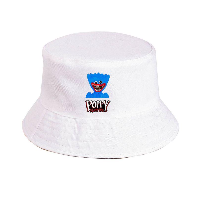 

Playtime Poppy Fisherman Hat Outdoor Travel Sun Hat Wearable Doublesided білий